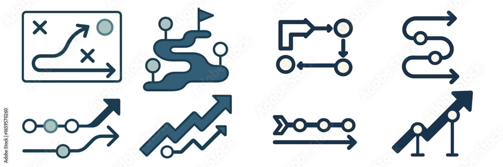 Aufkleber flowchart elements and roadmaps represented in vector style