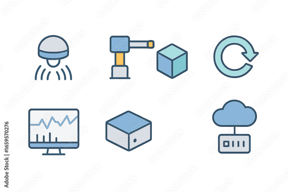 Aufkleber tech and automation icons for digital projects