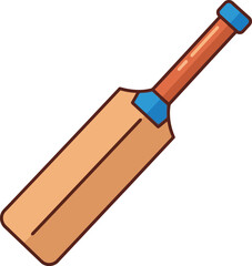 Wooden cricket bat with blue grip and handle top for sports and recreation vector