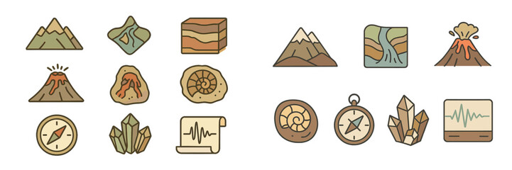 Explore geological wonders through vector illustrations of landscapes
