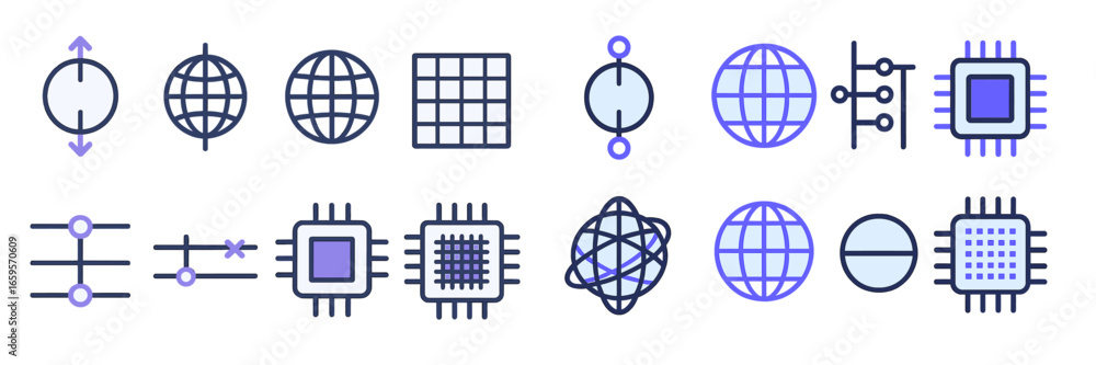 Poster vector illustration of technology and data icons for digital themes