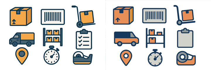 Vector illustration of logistics and shipping icons for business use