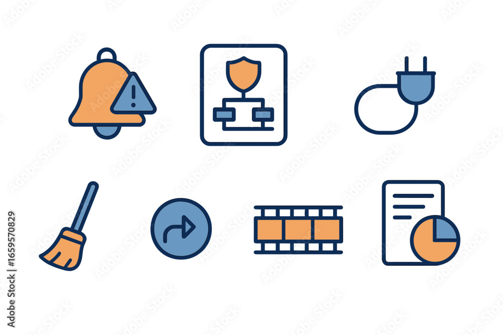 Aufkleber vector icons of tech and management for design projects