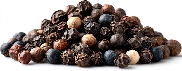 Obraz premium A close-up of a pile of peppercorns