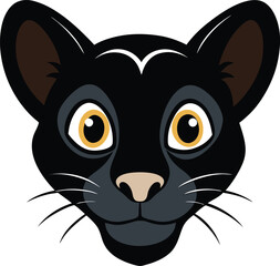 Black cartoon cat face vector © 2025