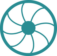 Modern abstract circular fan blade design with teal and green tones on a clean white surface suitable for branding and technology concepts vector