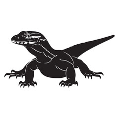 Fototapeta premium Premium Monitor Lizard Silhouette Highlighting Forked Tongue Trait – Monitor Lizard Vector Design – Black Vector of Monitor Lizard – Reptile Vector