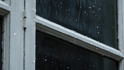 Raindrops on a Window Pane with Dark Background