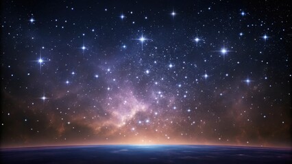 Vast cosmic nebula with glowing stars and planets illuminating the dark expanse of the universe