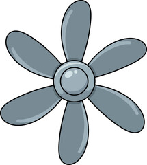 Obraz premium Stylized gray propeller with six blades isolated on white vector