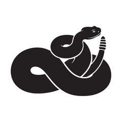 Distinctive Rattlesnake Silhouette – Rattlesnake Vector Design Highlighting Curved Body – Black Vector of Rattlesnake – Snake Vector