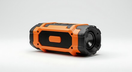 Fototapeta premium Portable Bluetooth Speaker: Rugged Orange and Black Design