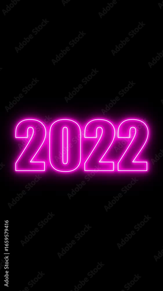 Poster abstract 2022 neon text animation ,glowing neon number text background 4k video animation .digital f