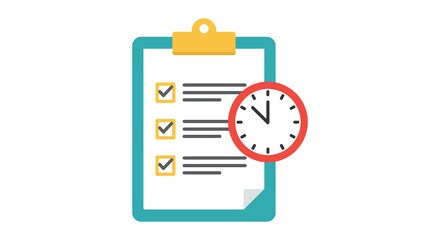 Fototapeta premium A clipboard with a checklist and a clock on the side