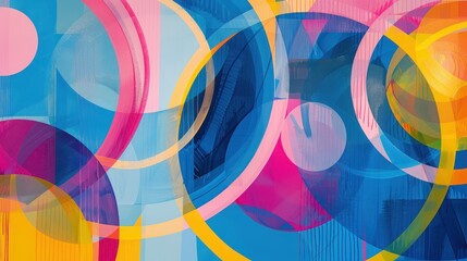 Obraz premium Abstract painting with colorful circles and brush strokes art design