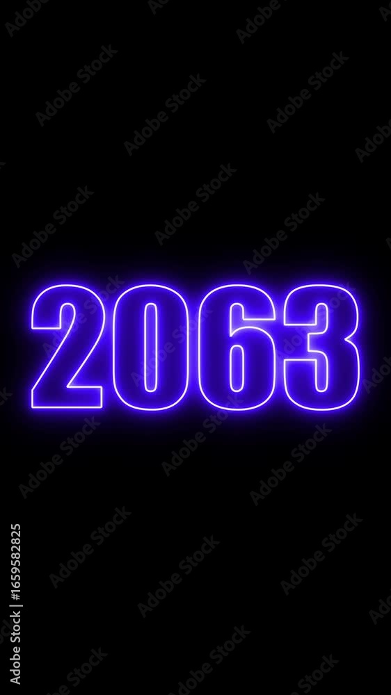 Poster 2063 year number neon motion. neon line animation. abstract 2063 neon text animation, neon color glo