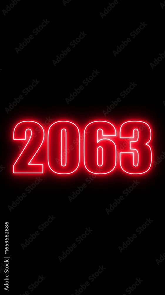 Poster 2063 year number neon motion. neon line animation. abstract 2063 neon text animation, neon color glo