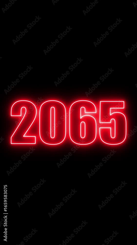 Poster 2065 year number neon motion. neon line animation. abstract 2065 neon text animation, neon color glo