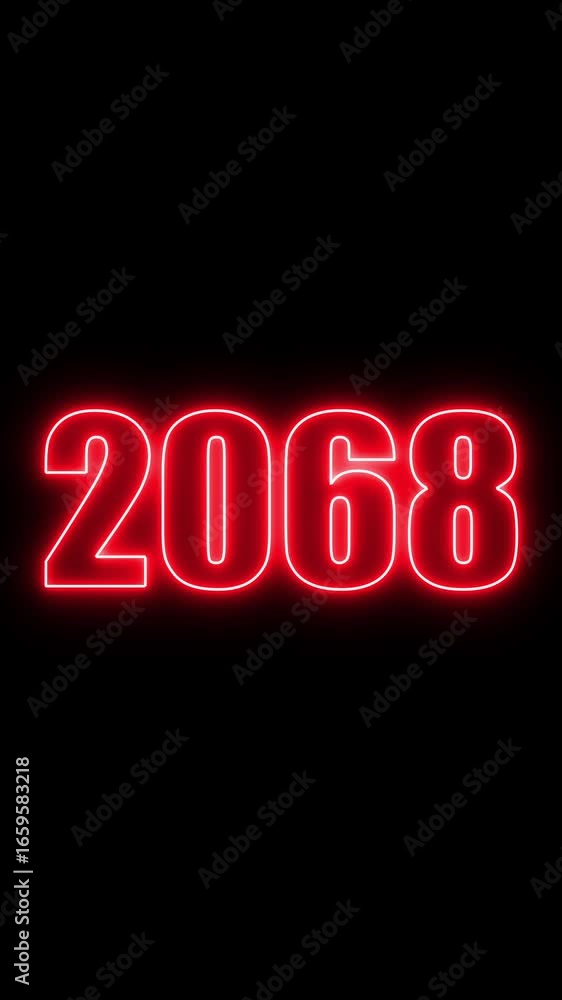 Poster 2068 year number neon motion. neon line animation. abstract 2068 neon text animation, neon color glo