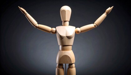 Wooden mannequin with outstretched arms