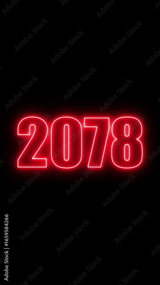 Poster 2078 year number neon motion. neon line animation. abstract 2078 neon text animation, neon color glo