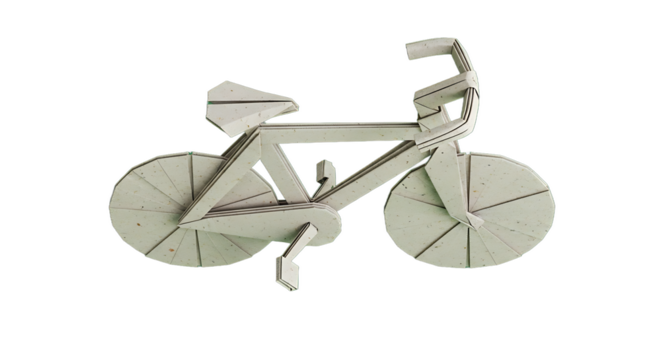 Light gray paper model of a bicycle.