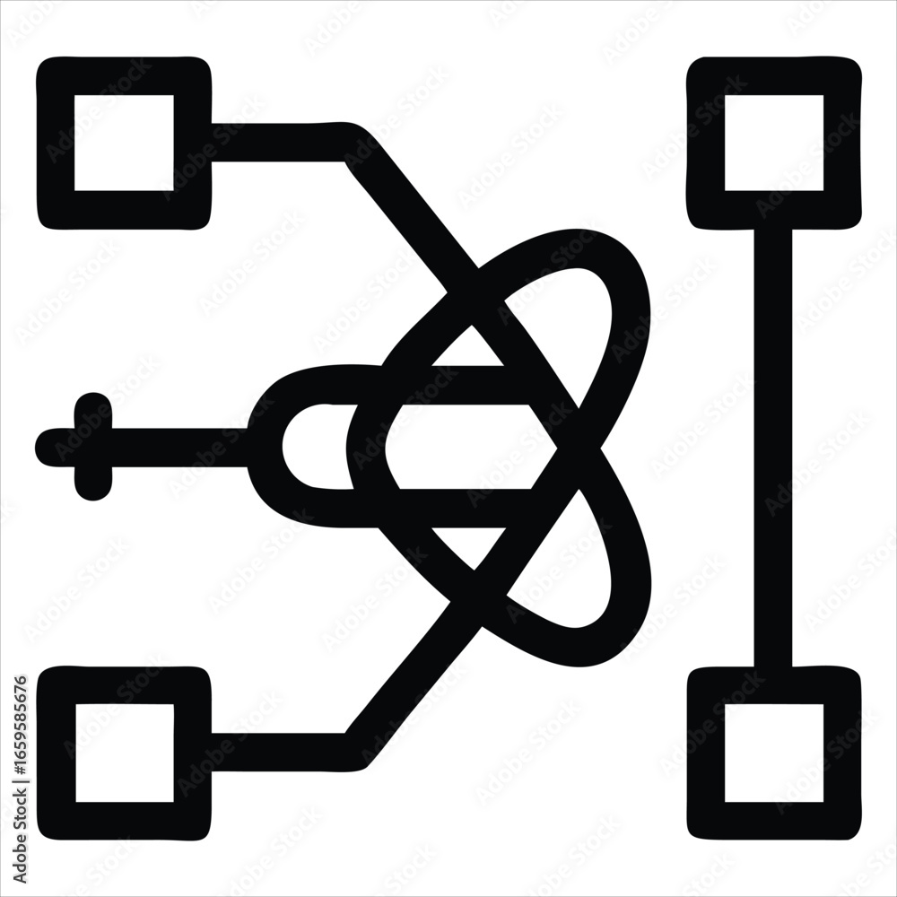 Aufkleber abstract quantum algorithm graphic symbolizing complex computations and future technology line drawi