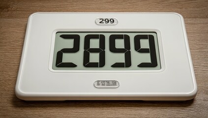 White digital display showing 2099