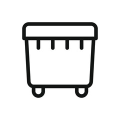 Outdoor 4 wheels garbage container line icon, municipal four-wheeled waste container vector symbol with editable stroke