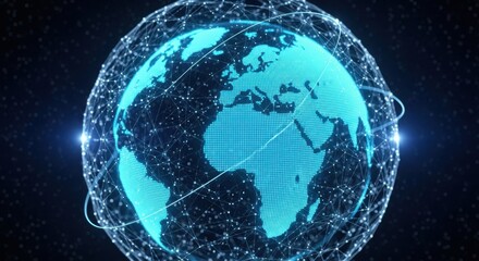 Naklejka premium Digital Globe Network Futuristic Technology Global Connections