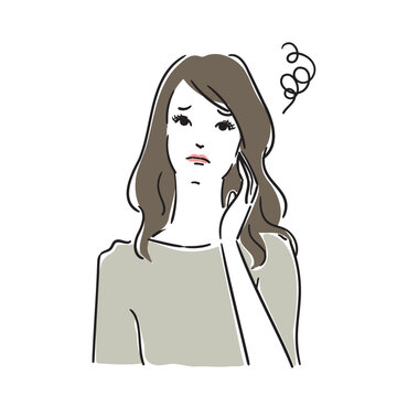 悩んでいる綺麗な女性上半身