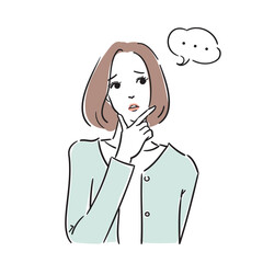 悩んでいる綺麗な女性上半身