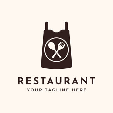 restaurant apron vintage logo vector minimalist illustration design, restaurant catering logo design