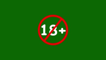 18 plus icon sign animation on dark background. Under 18 sign warning symbol. Over 18 only censored. eighteen age older. 4K animation video footage icon