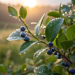 blueberries on a bush