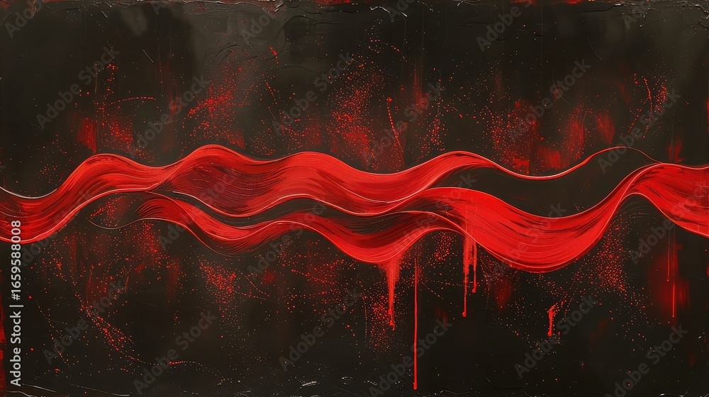 Aufkleber abstract red waves on a black background creating a modern art design