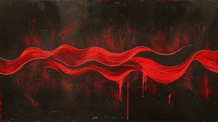 Abstract red waves on a black background creating a modern art design