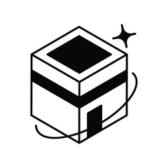 Kaaba glyph icon with white background vector stock illustration