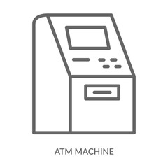 Atm Machine Icon Line Style. Design Vector Illustration