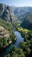 High Angle View Of Mountainous River Valley