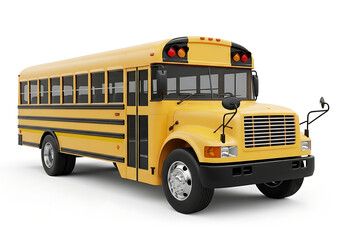 Classic yellow school bus isolated on white background transportation vehicle