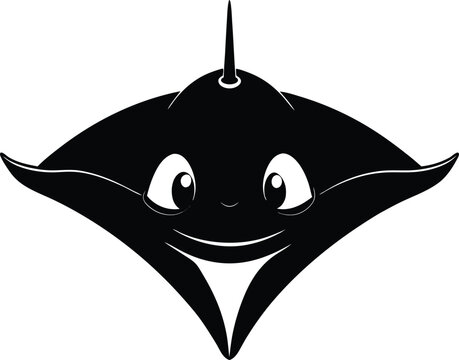 Vector smiling stingray face illustration