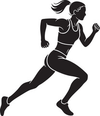 Sports Runner Silhouette White Background Vector


