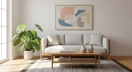 Sunlit Scandinavian Living Room Interior