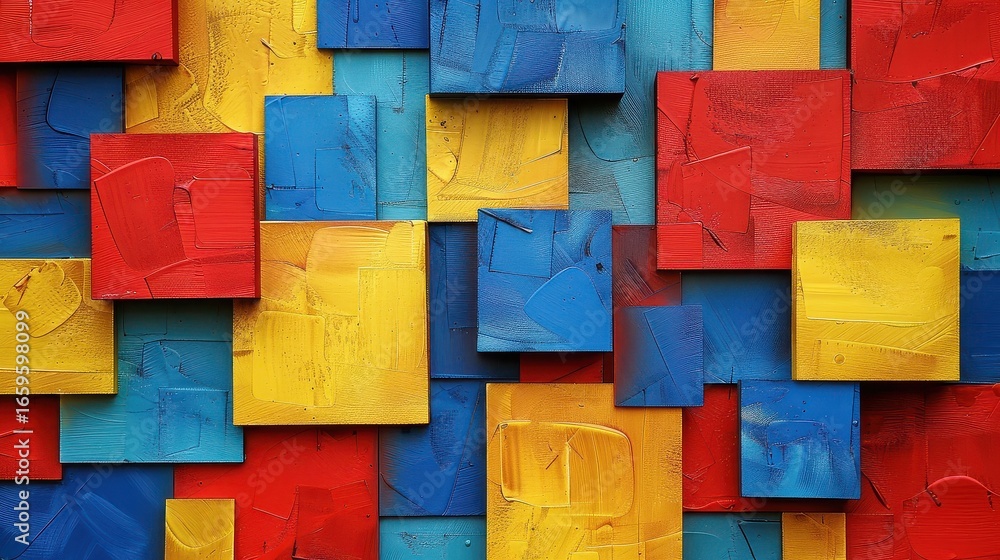 Aufkleber abstract painting with a geometric pattern of colorful square blocks