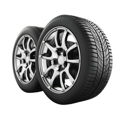Fototapeta premium Two tires with chrome rims view