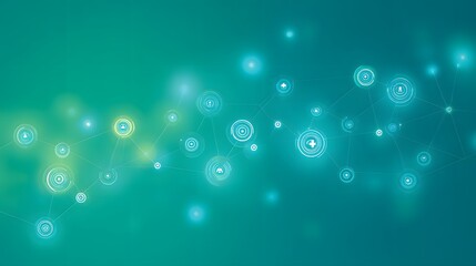 Futuristic Healthcare Network with Blue and Green Nodes