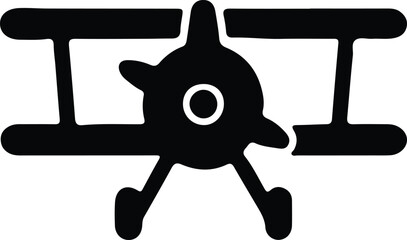 Vector Simple airplane front view vintage aircraft silhouette Illustrator
