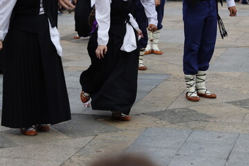 Basque folk dance performance in an outdoor festival