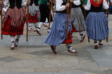 Basque folk dance performance in an outdoor festival